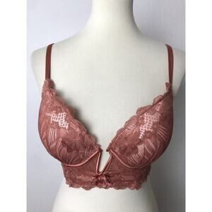 Youmita Lingerie Plunge Bra Lace Mesh Padded Underwire